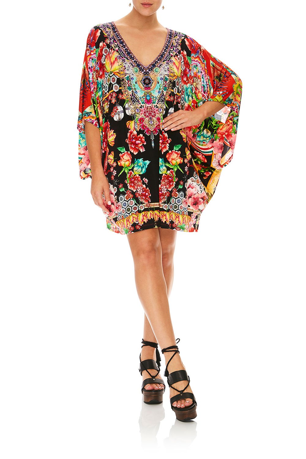 CAMILLA PAINTED LAND BAT SLEEVE DRESS