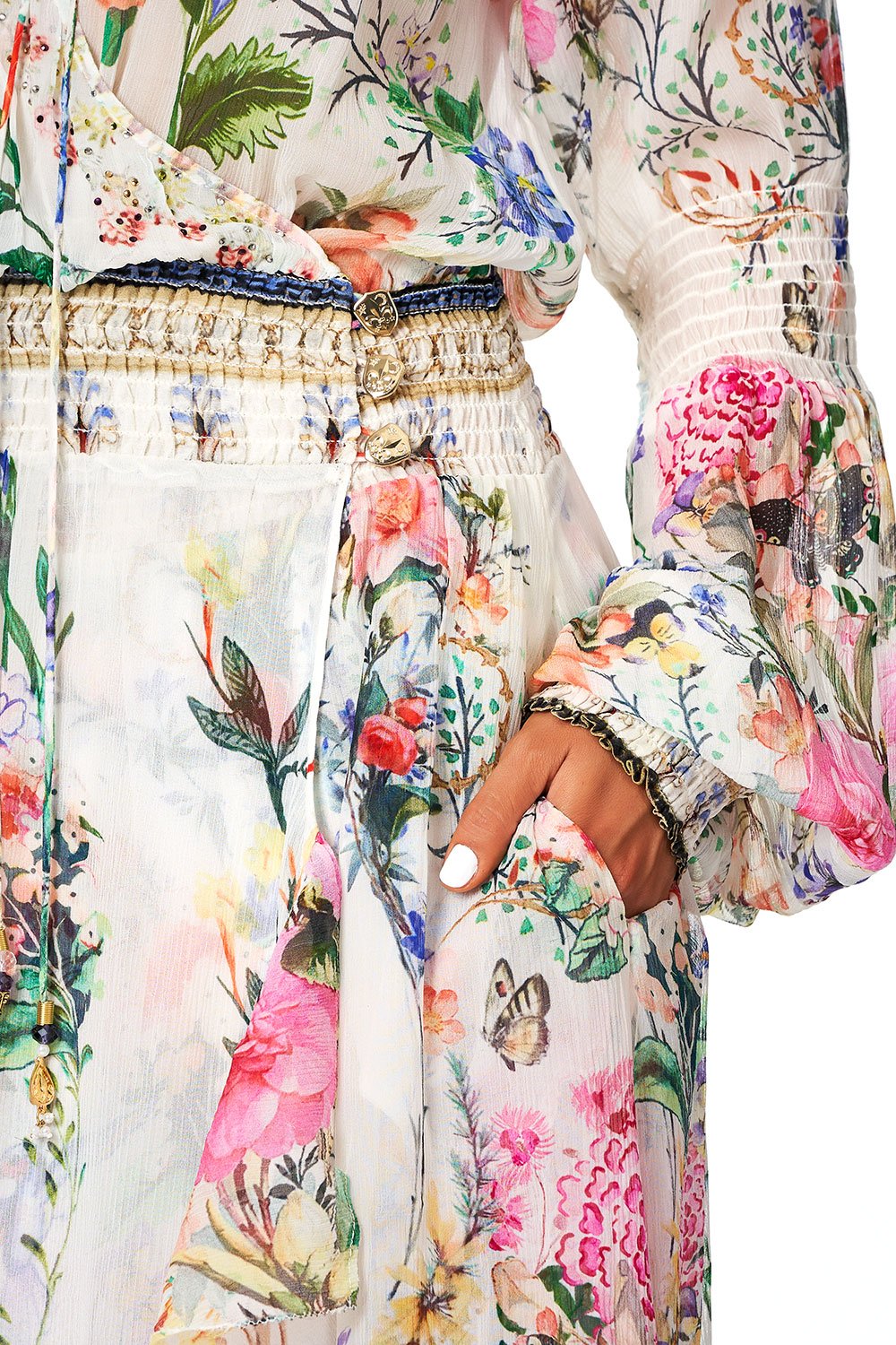 BLOUSON SLEEVE WRAP DRESS BOHEME