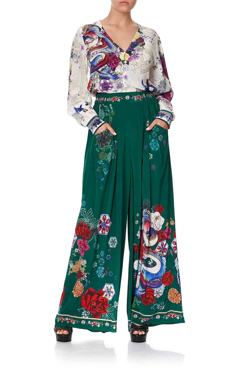 BUTTON DOWN BLOUSE WITH NECK TIE GENTLE MOON