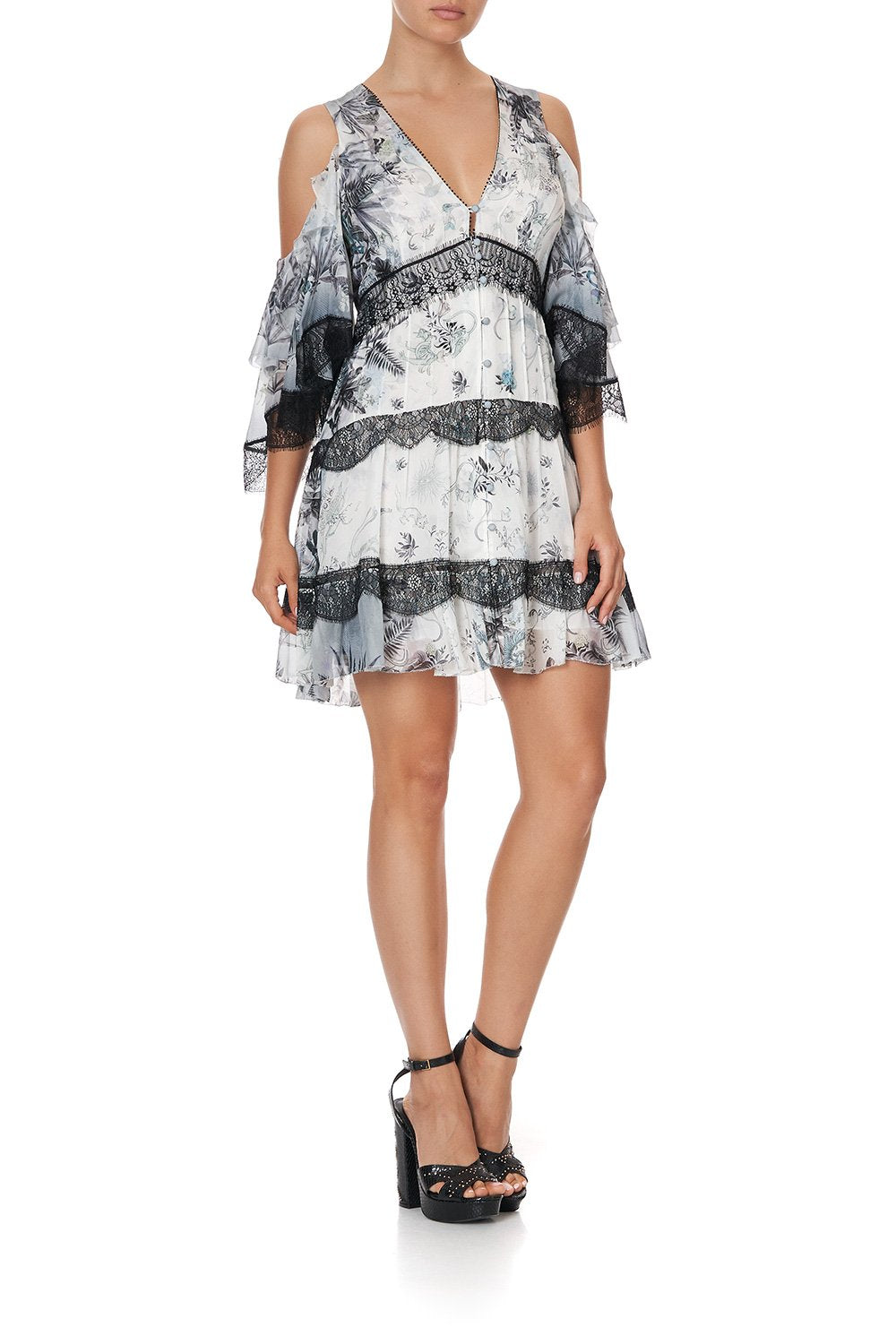 BUTTON UP DRESS WITH LACE INSERT MOONLIT MUSINGS