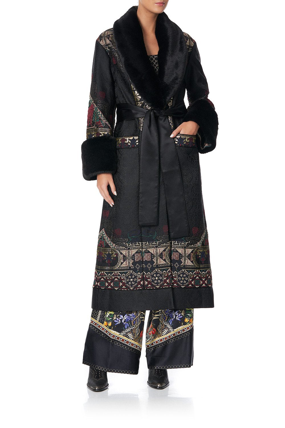 COAT WITH FAUX FUR CUFF AND COLLAR BOTANICAL CHRONICLES