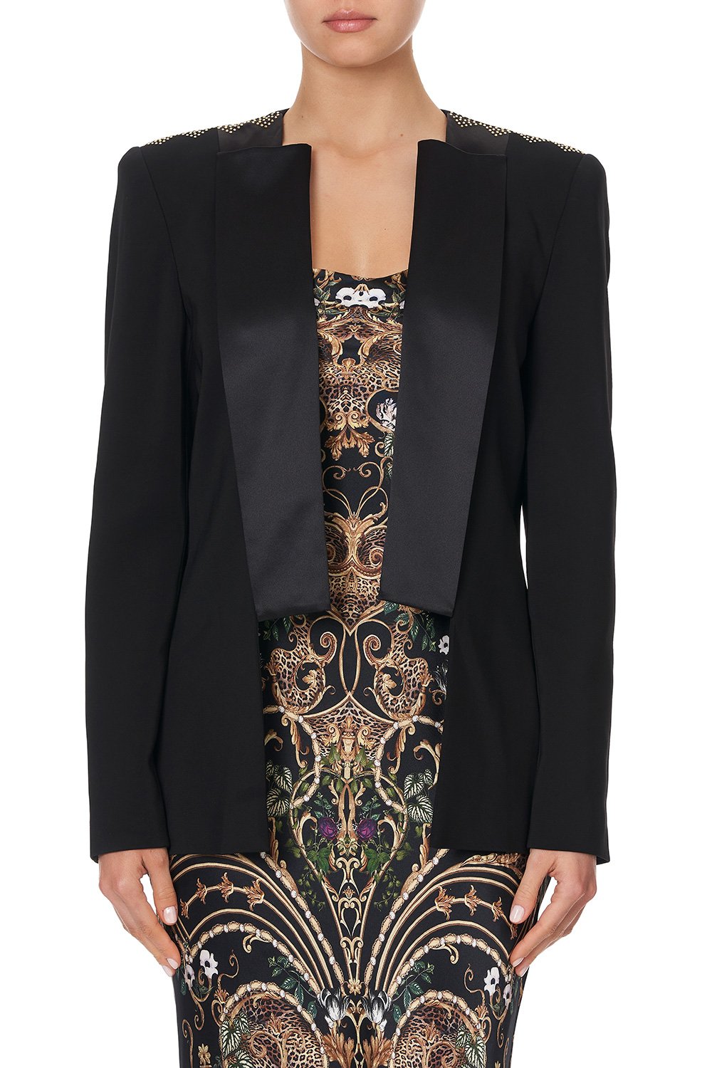 CONTRAST COLLAR SUIT JACKET - FLOW STUDIO 54