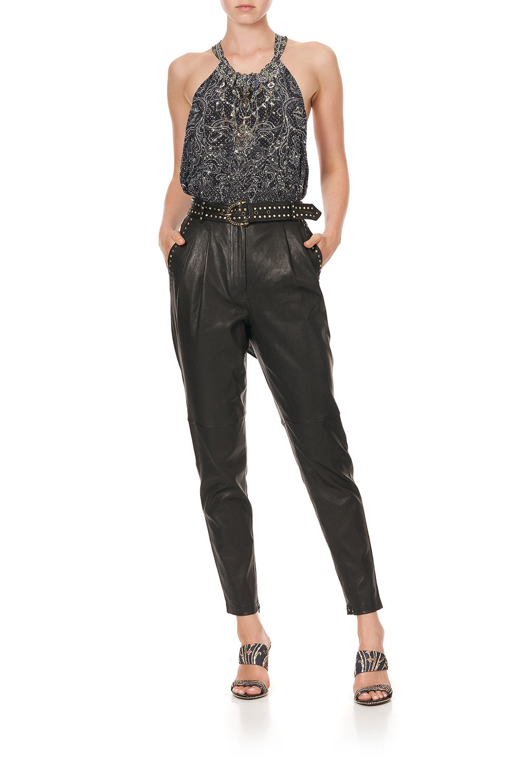 DRAWSTRING NECK TANK MIDNIGHT PEARL