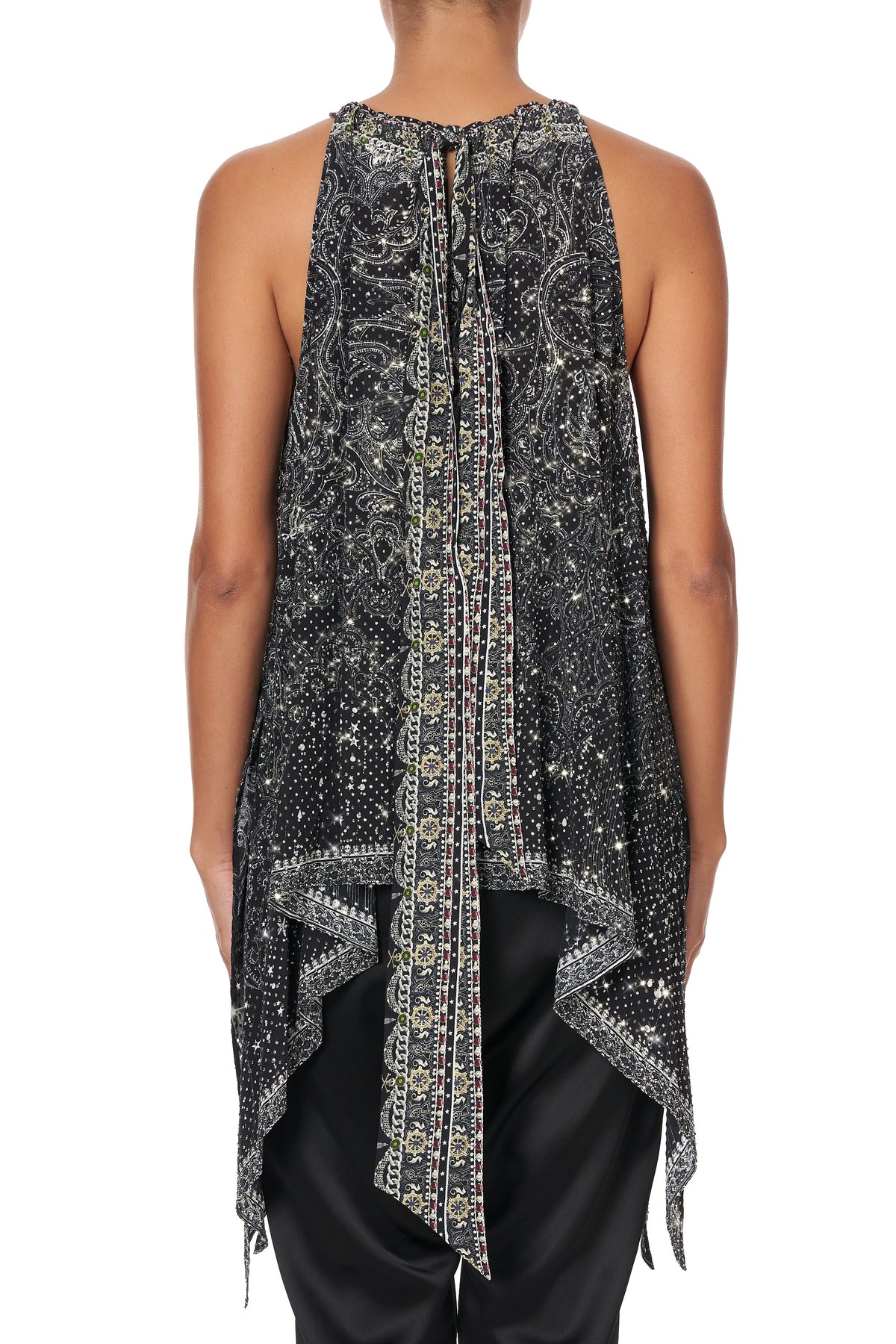 DRAWSTRING NECK TANK MIDNIGHT PEARL