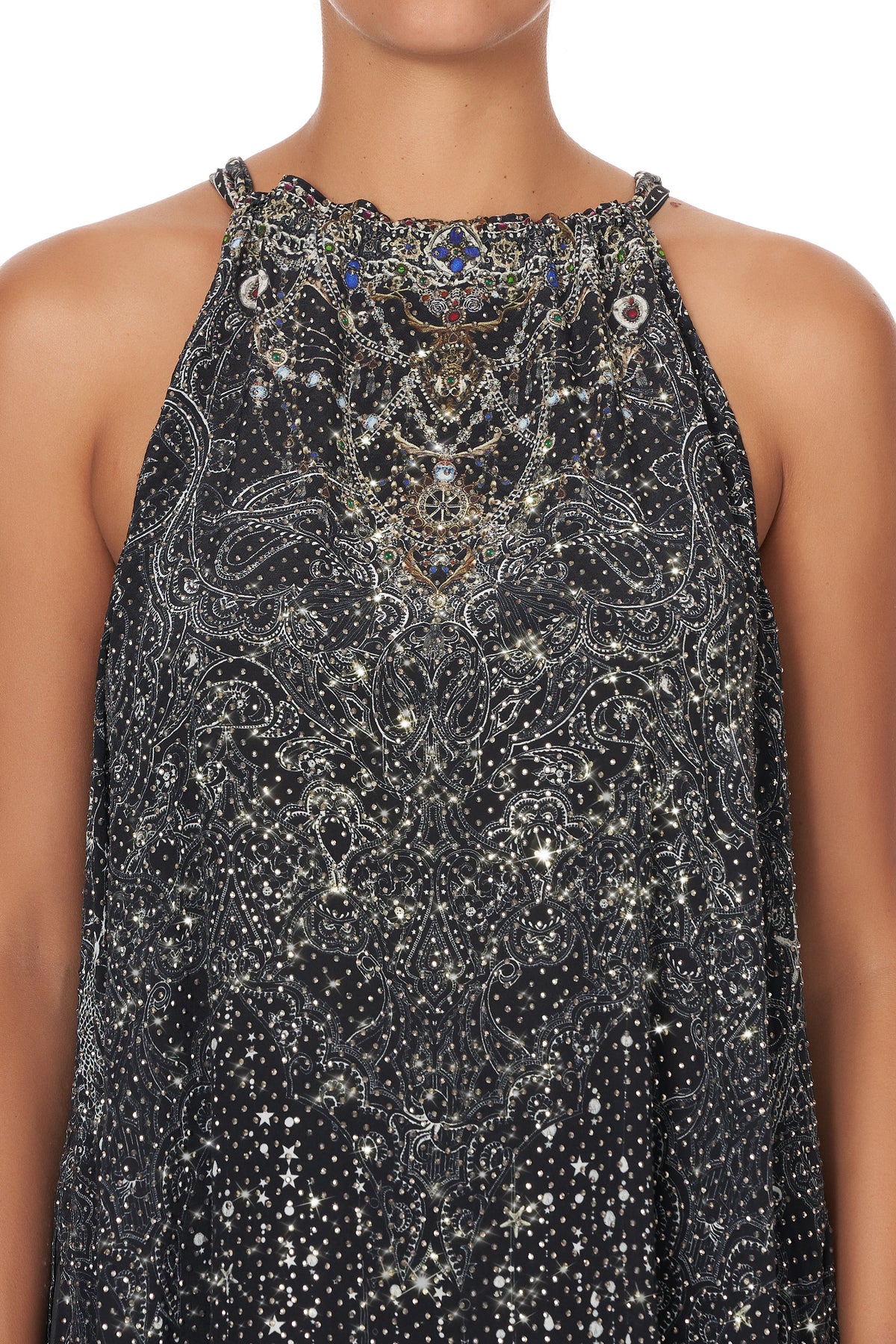 DRAWSTRING NECK TANK MIDNIGHT PEARL