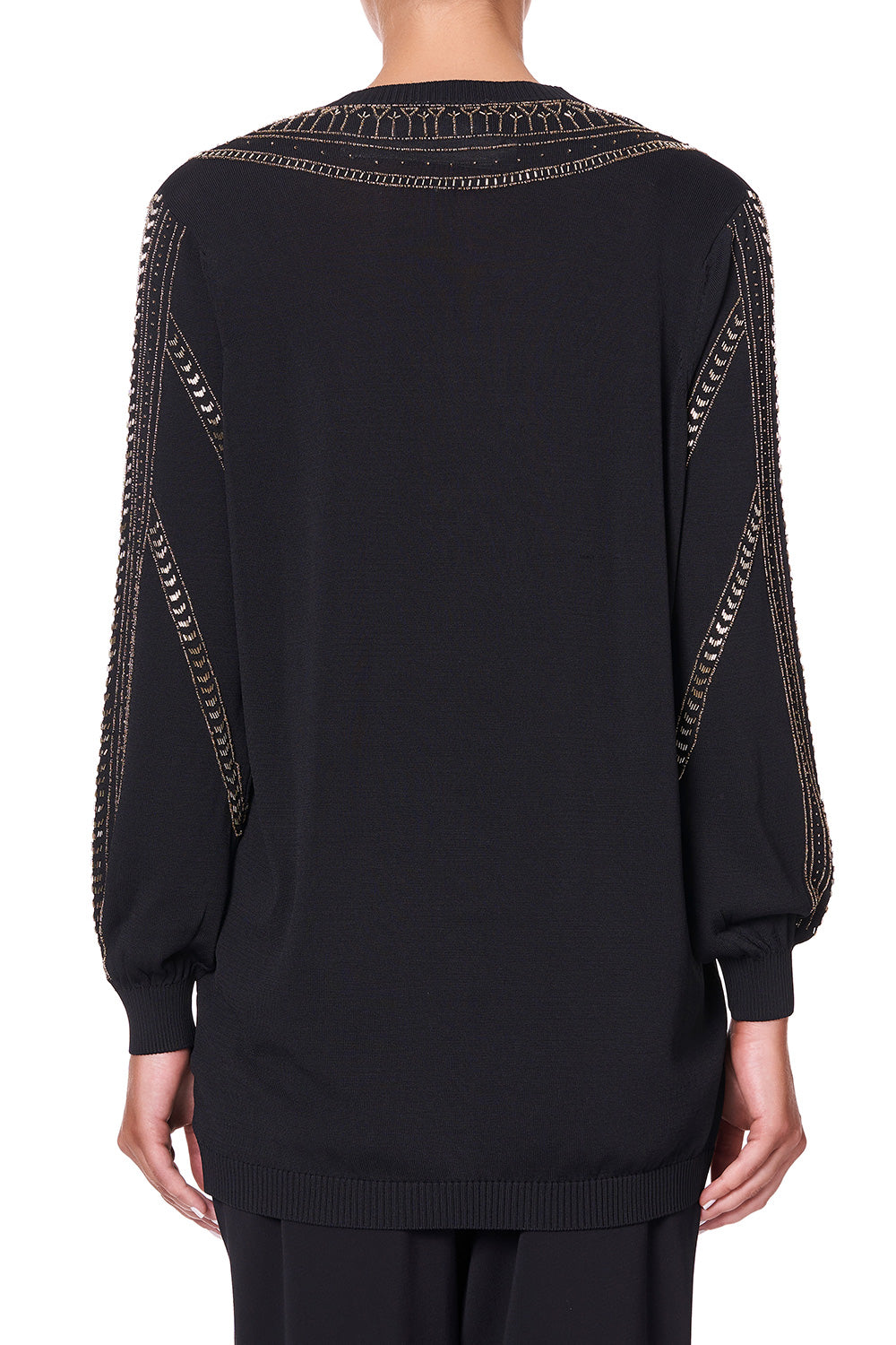 EMBELLISHED V NECK KNIT COBRA KING