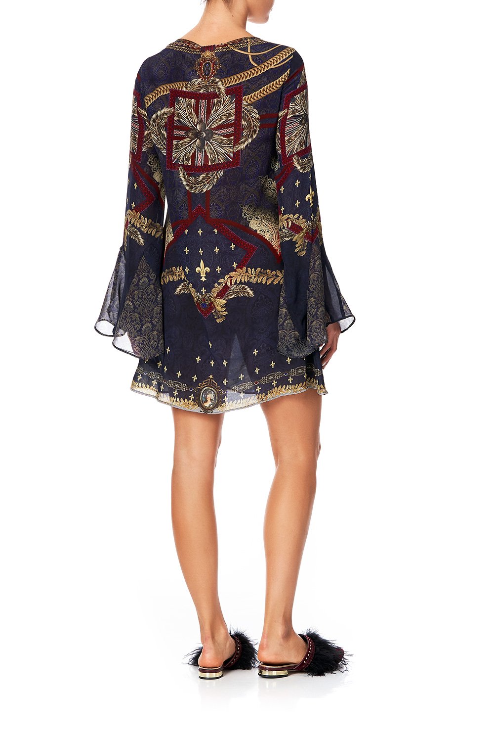 LACE UP SHIFT WITH FLARE SLEEVE THIS CHARMING WOMAN