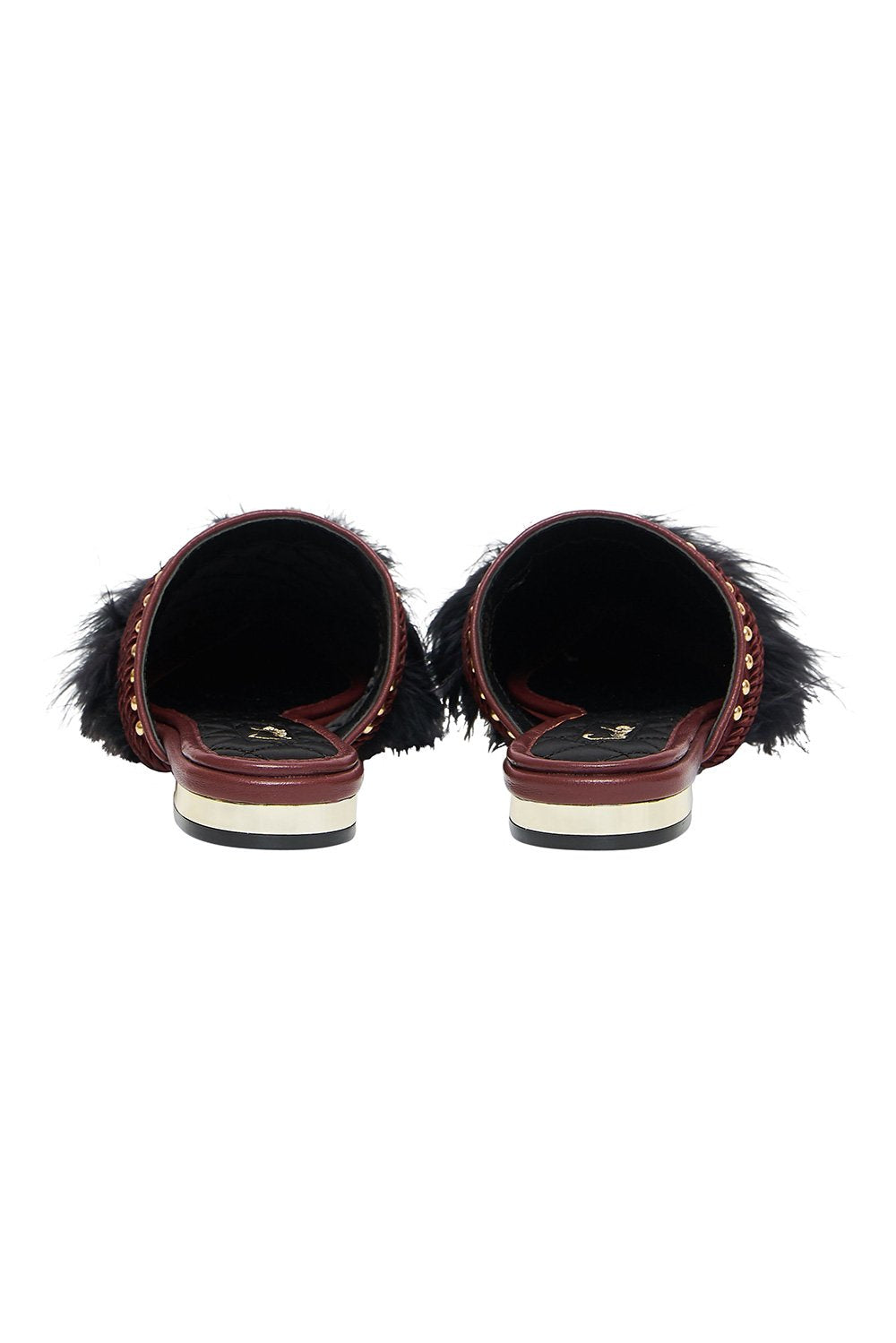 CAMILLA FEATHER SLIPPER BURGUNDY