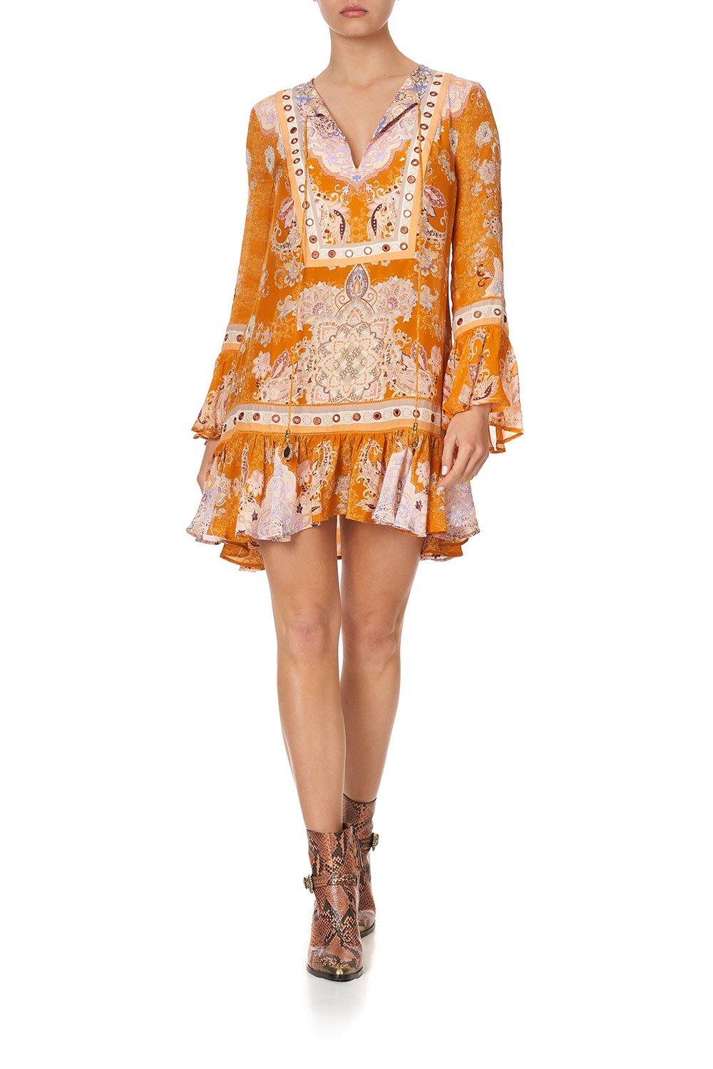 FRILL HEM LONG SLEEVE DRESS MARRAKESH MAIDEN