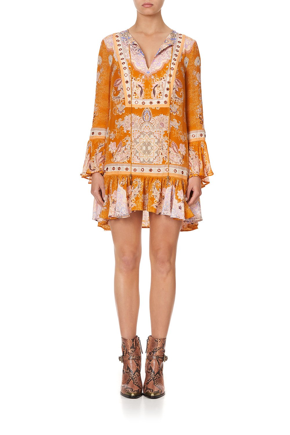 FRILL HEM LONG SLEEVE DRESS MARRAKESH MAIDEN