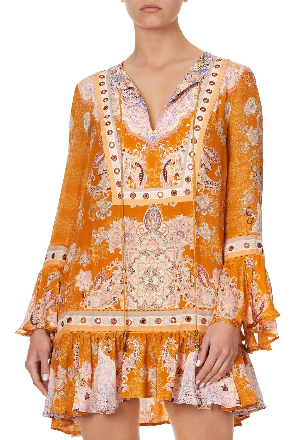FRILL HEM LONG SLEEVE DRESS MARRAKESH MAIDEN