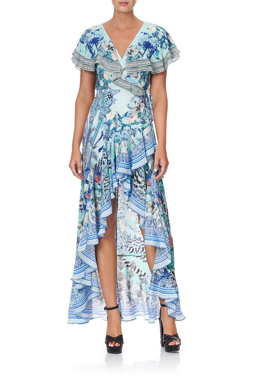 FRILL SLEEVE LONG DRESS WINGS OF LUXOR