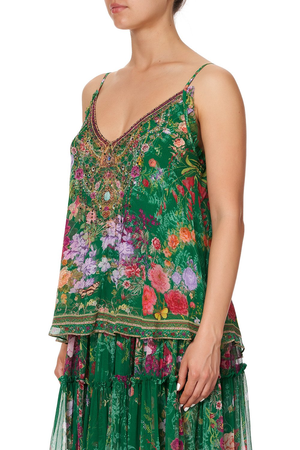 GATHERED CAMI WITH ADJUSTABLE STRAPS DIARIES FROM A VILLA