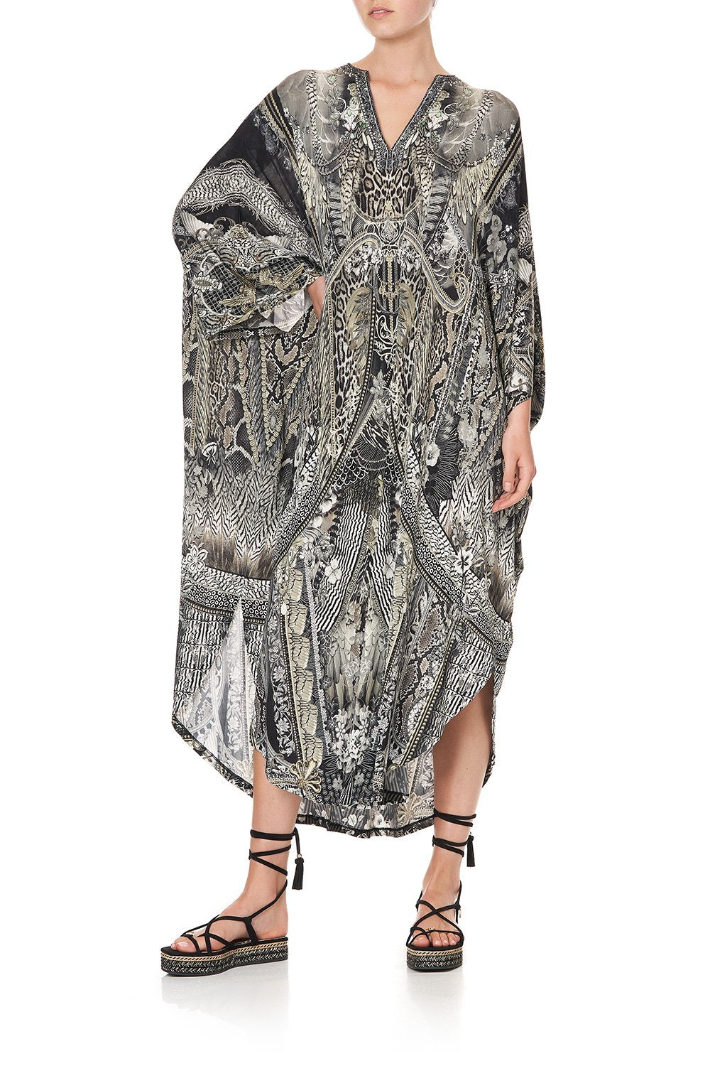 JERSEY LONG KAFTAN WITH ROUNDED HEM ONE TRIBE