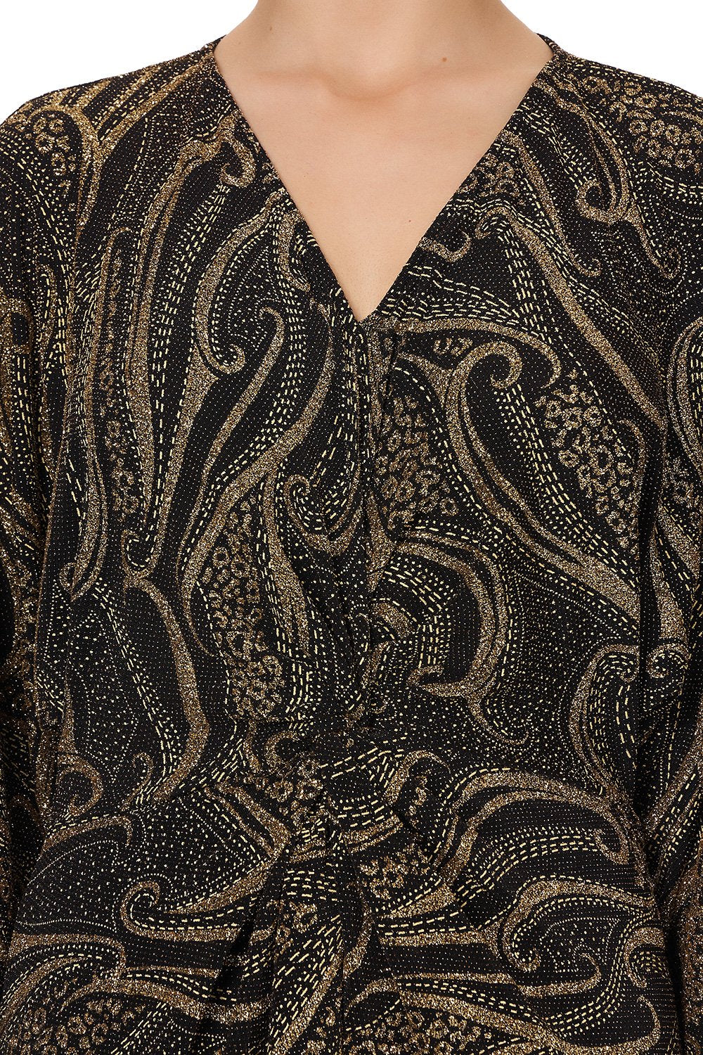 JERSEY TWIST FRONT SPLIT DRESS LUXE BLACK