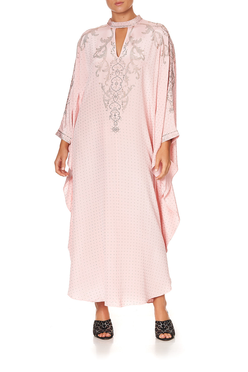 KAFTAN WITH HIGH COLLAR STAND LUXE PINK