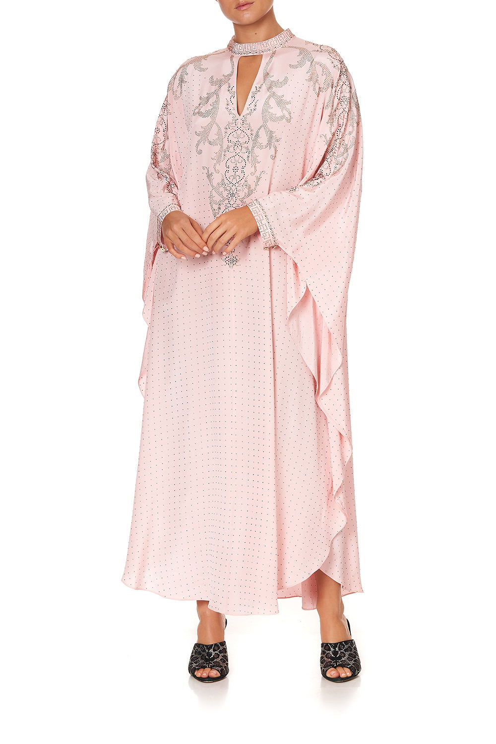 KAFTAN WITH HIGH COLLAR STAND LUXE PINK