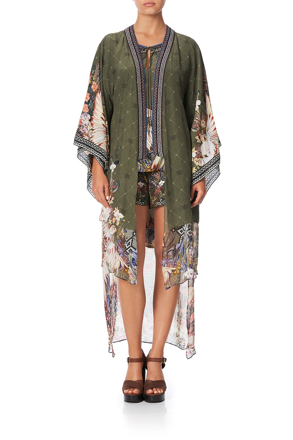 KIMONO WITH LONG UNDERLAYER WATCHFUL WINGS