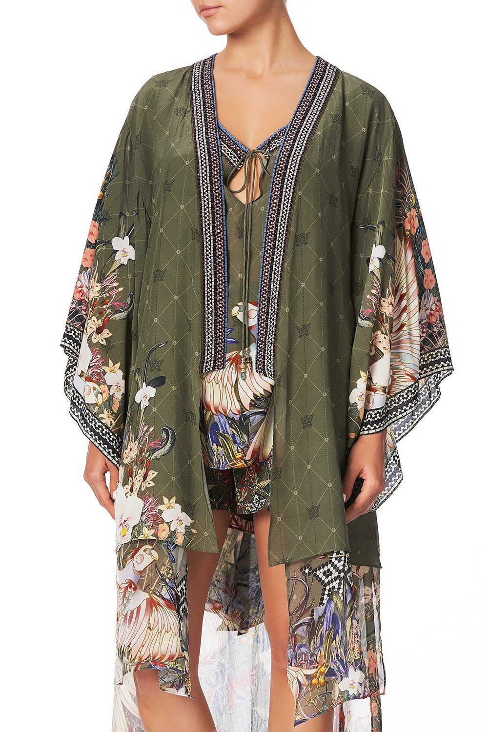 KIMONO WITH LONG UNDERLAYER WATCHFUL WINGS