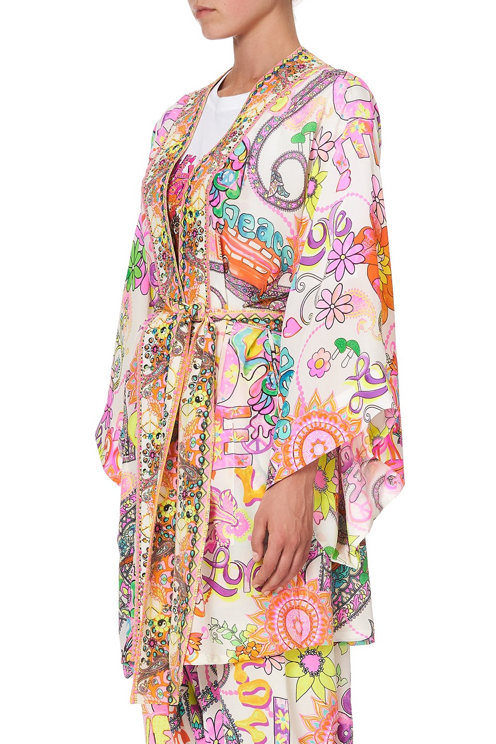 KIMONO WITH TIE BELT LET THE SUN SHINE