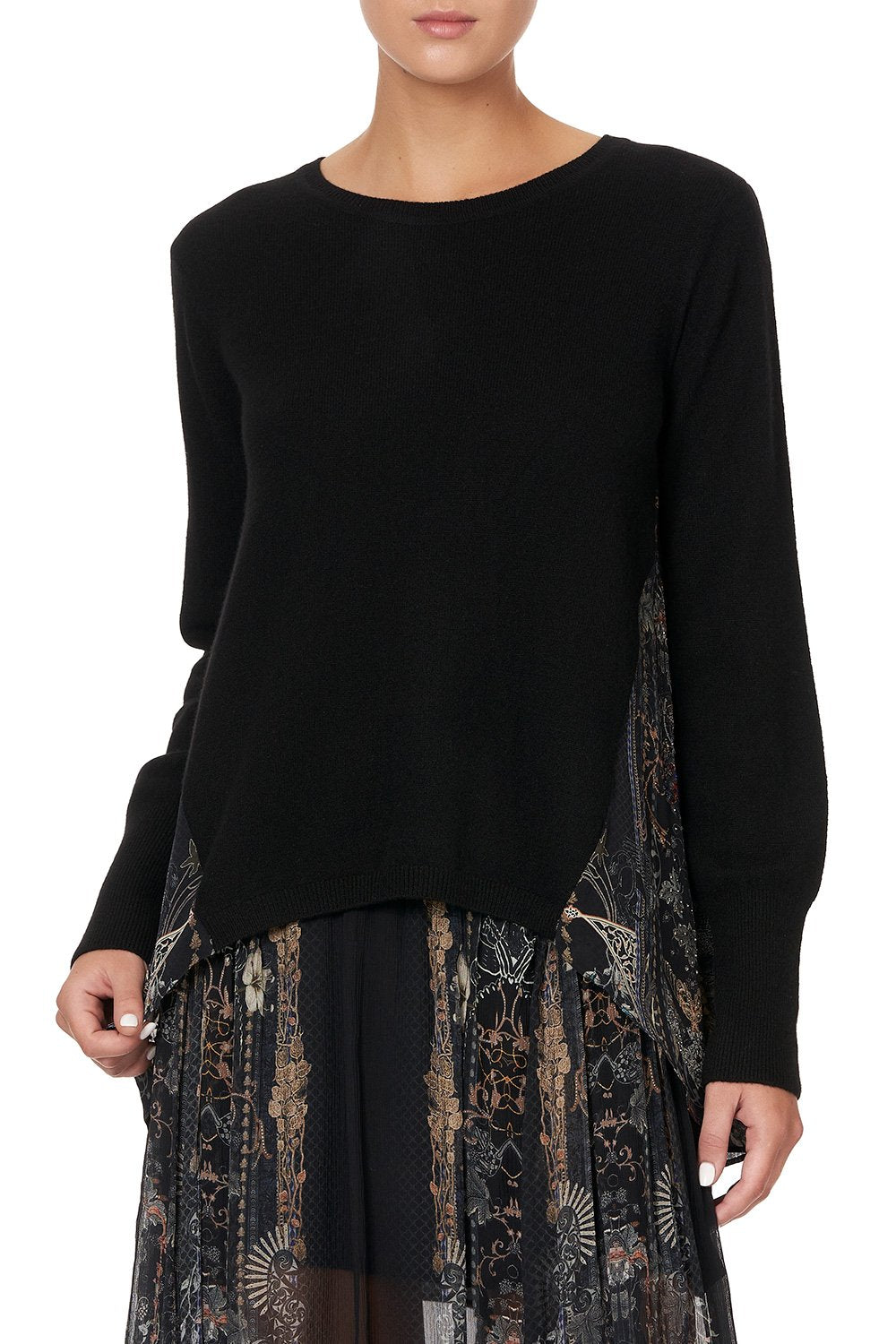 KNIT JUMPER WITH SILK GODET SON OF SEVEN QUEENS