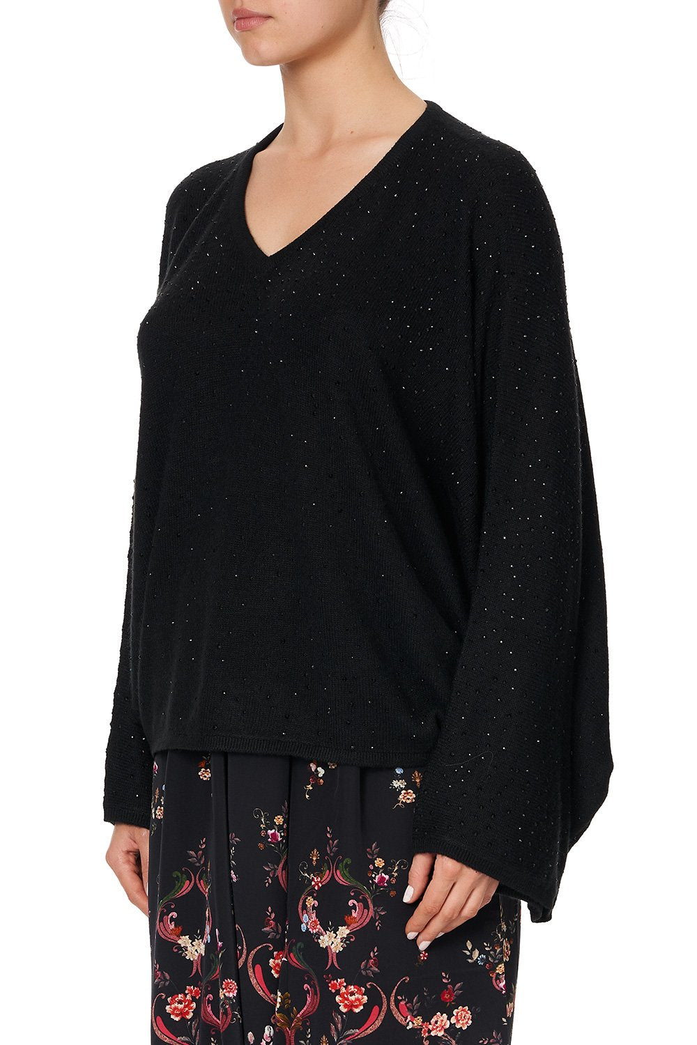 KNIT V NECK JUMPER WITH DOLMAN SLEEVE A GIRL LIKE YOU