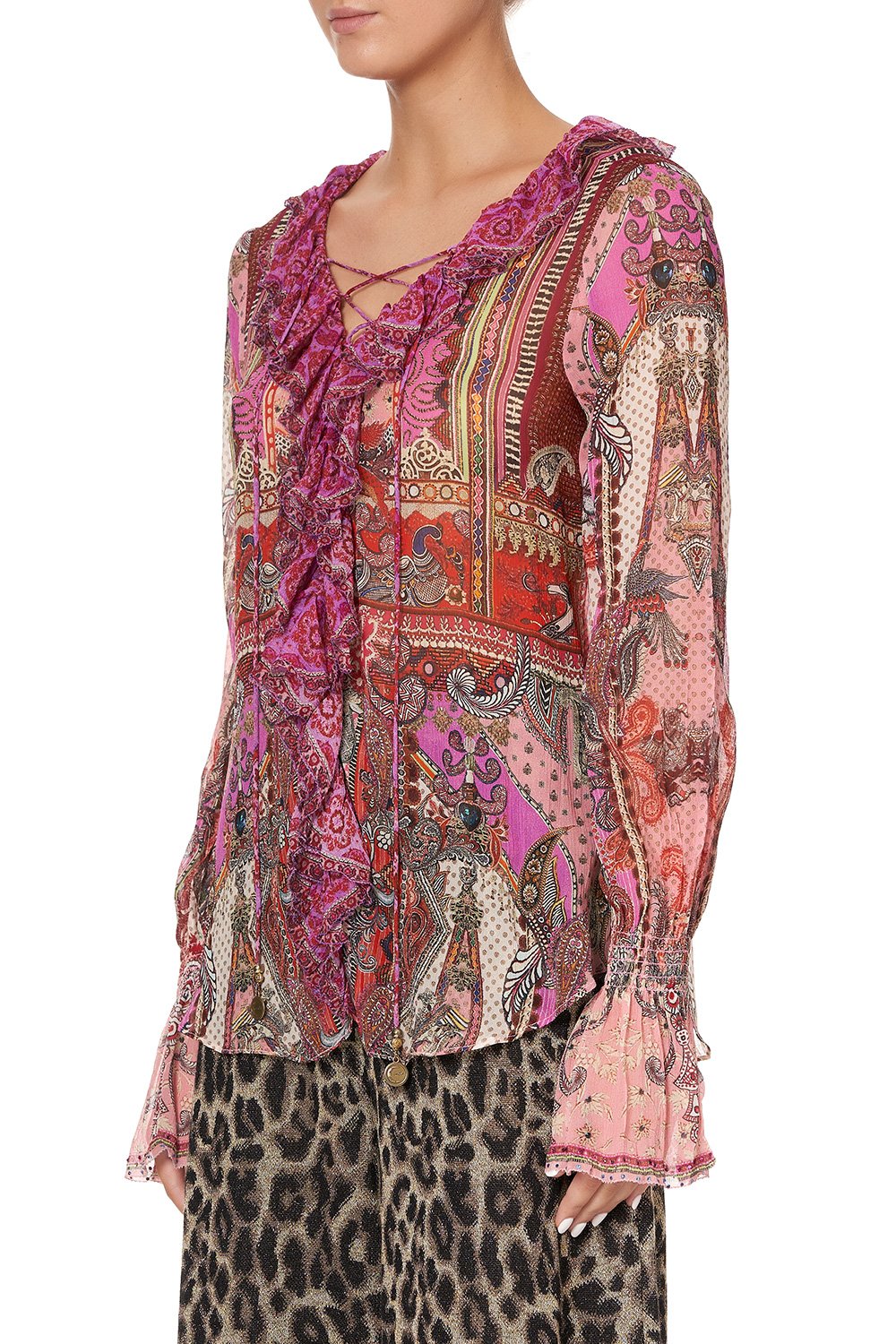 LACE UP RUFFLE BLOUSE LOTUS LOVERS