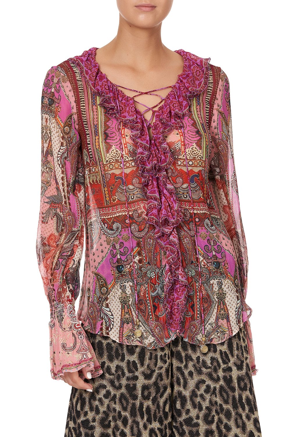 LACE UP RUFFLE BLOUSE LOTUS LOVERS