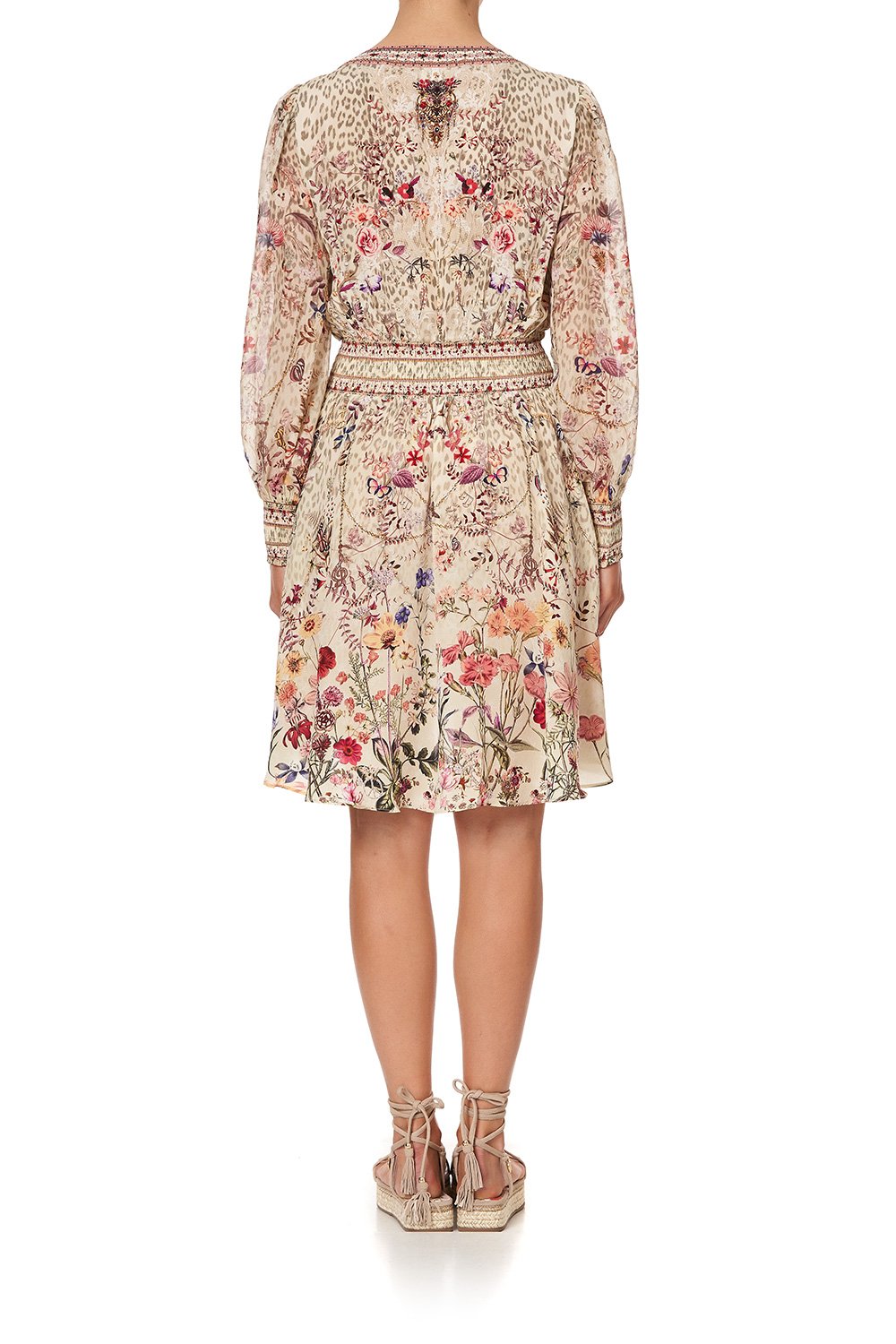 LACE UP SHIRRED WAIST DRESS DRIFTING DREAMER