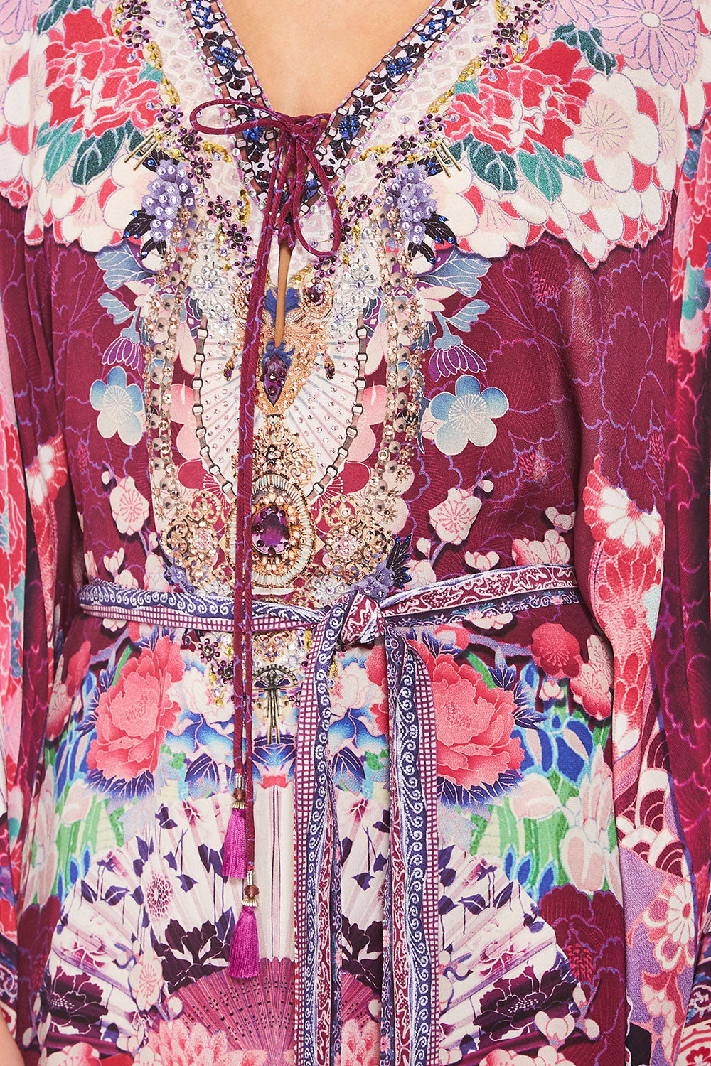 CAMILLA LITTLE OSAKA GIRL SPLIT HEM LACE UP KAFTAN