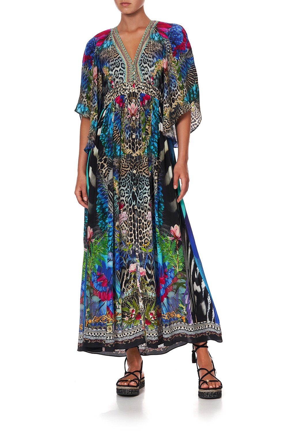 LONG DRESS WITH SMOCKED WAIST CAFE NAIROBI