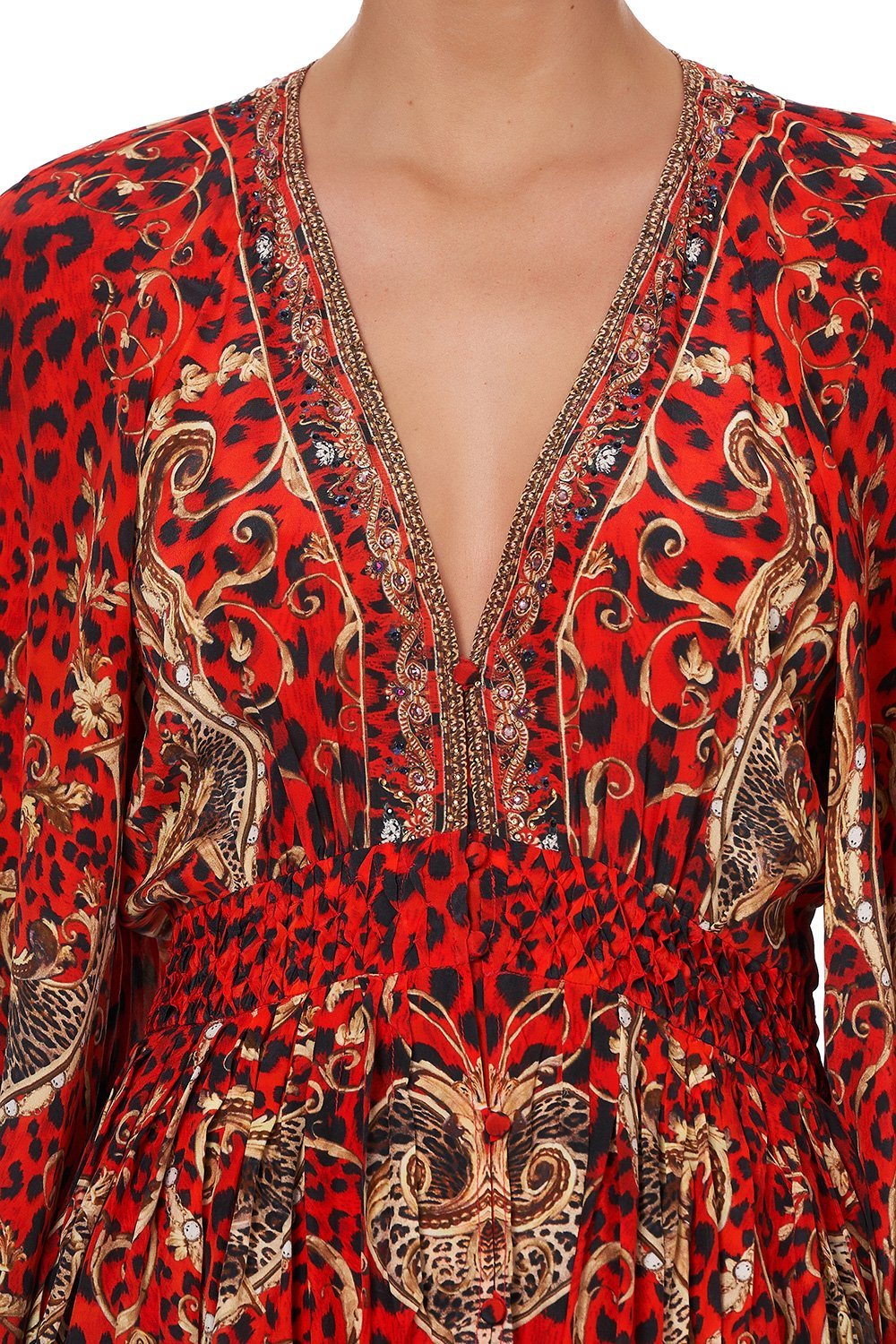 LONG DRESS WITH SMOCKED WAIST SLAVE TO THE RHYTHM