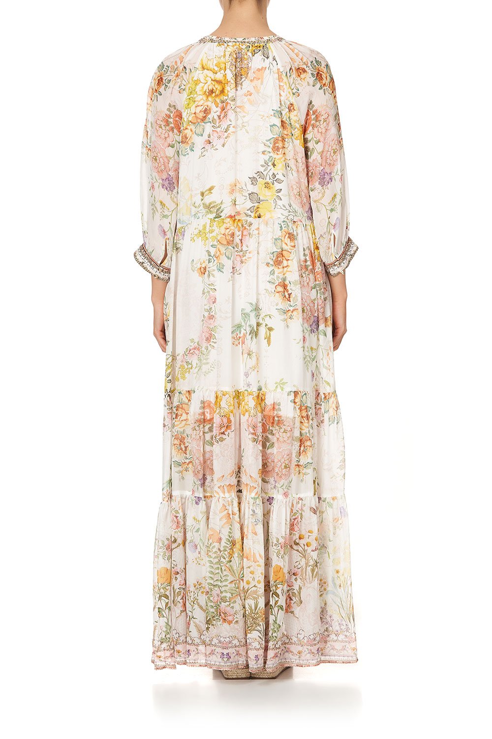 LONG GATHERED PANEL DRESS IN THE HILLS OF TUSCANY