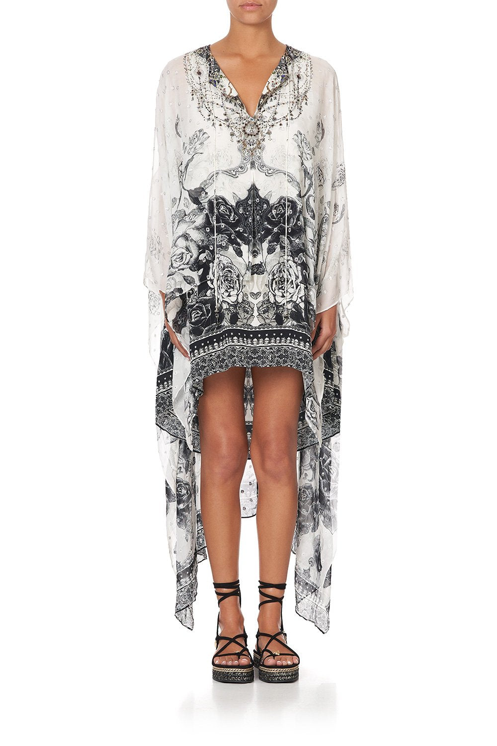 LONG SHEER OVERLAY DRESS MIDNIGHT PEARL