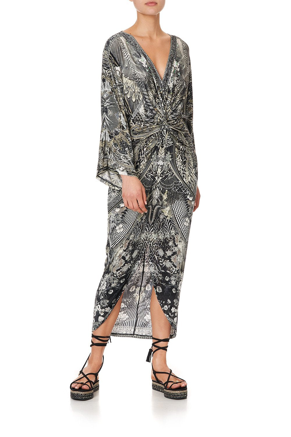 LONG SPLIT FRONT TWIST DRESS ONE TRIBE