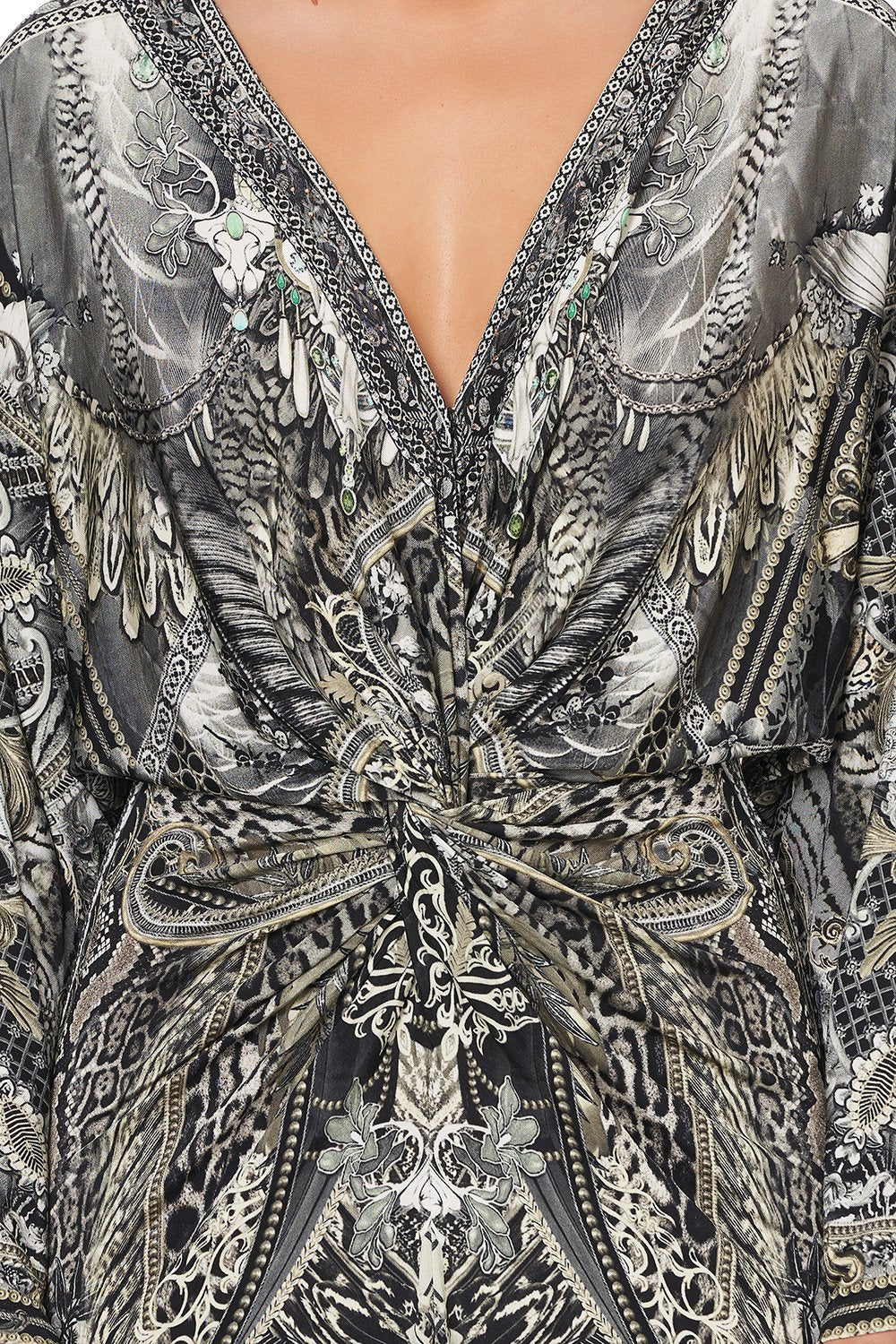 LONG SPLIT FRONT TWIST DRESS ONE TRIBE