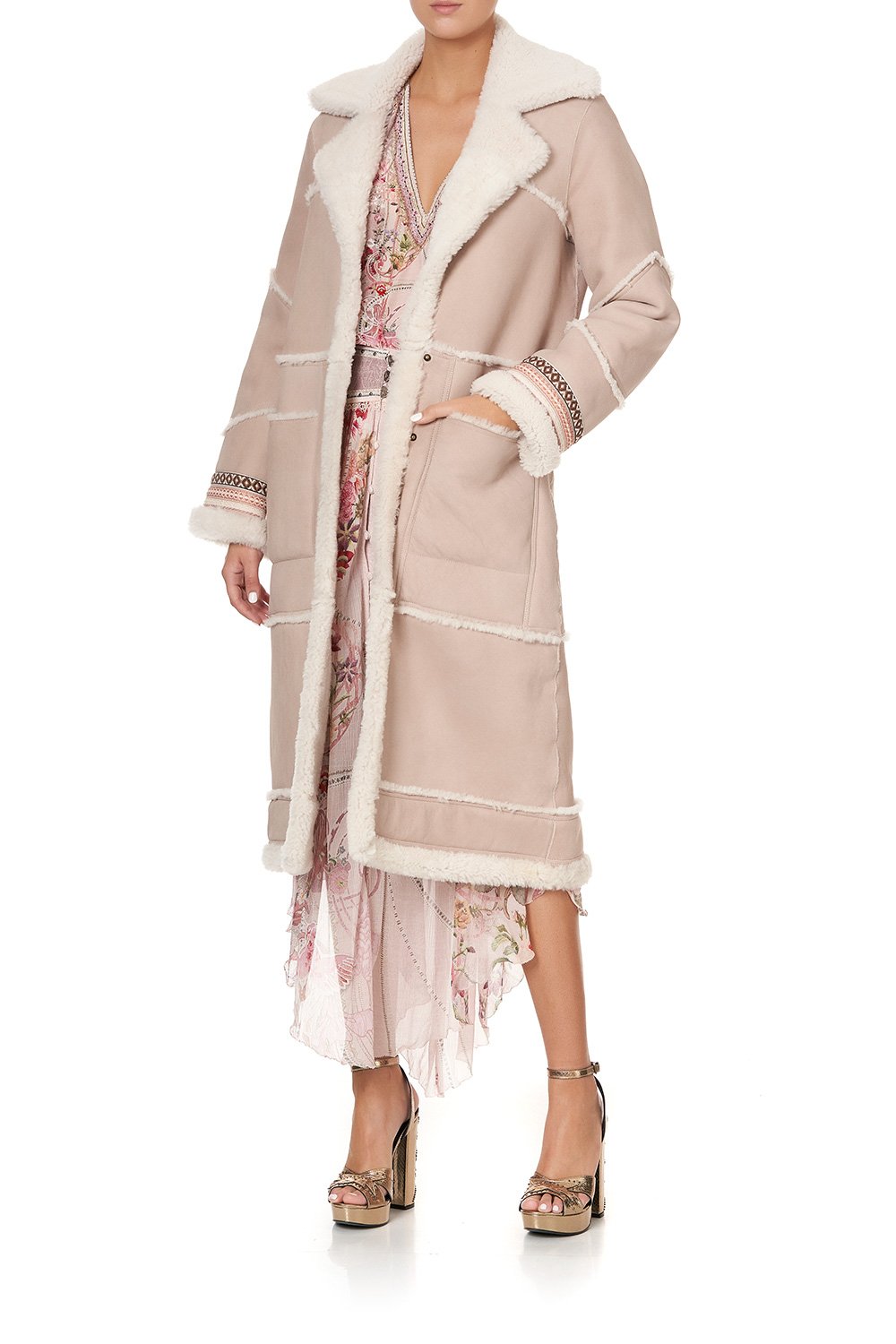 LONG SUEDE SHEARLING COAT ISTENANYA