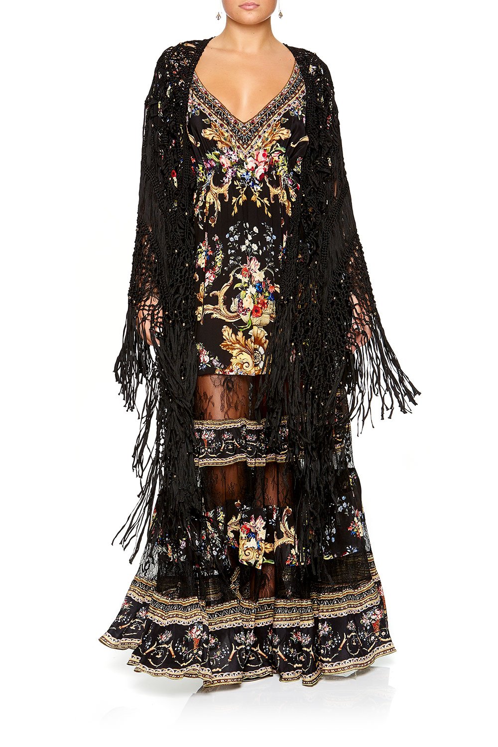 CAMILLA MACRAME THROW OVER PONCHO FRIEND IN FLORA