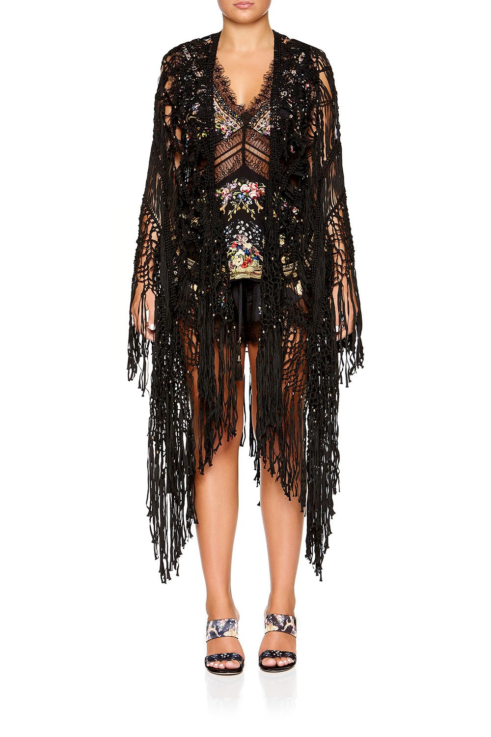 CAMILLA MACRAME THROW OVER PONCHO FRIEND IN FLORA