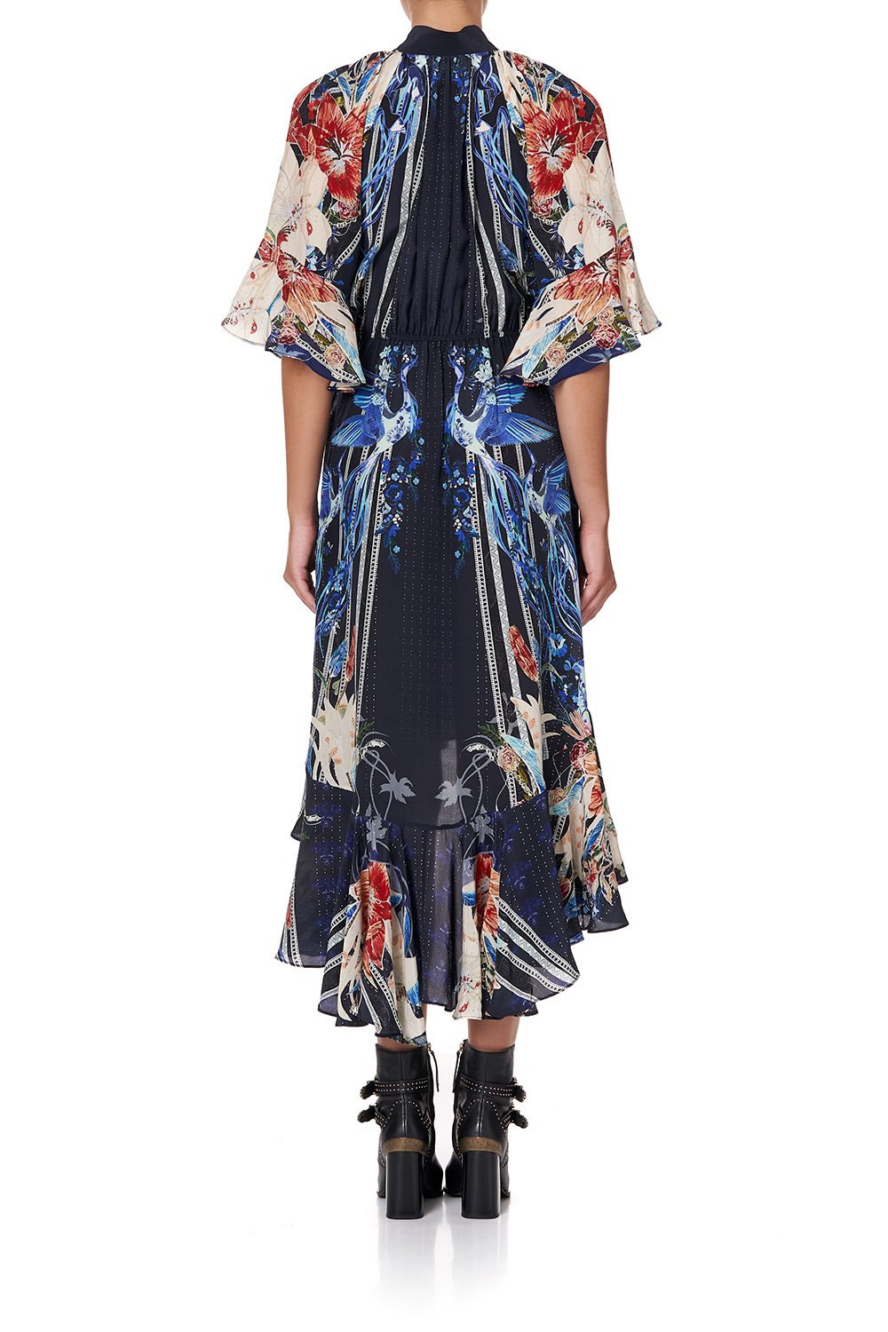 MIDI WRAP DRESS WITH RAGLAN SLEEVE MARE MYSTIQUE