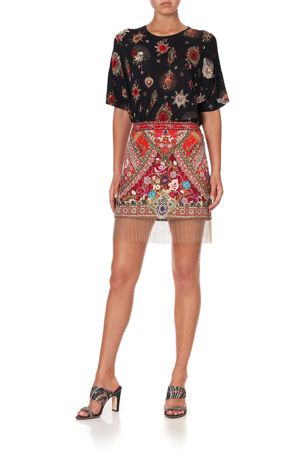 EMBELLISHED MINI SKIRT CAMEOS CAN CAN