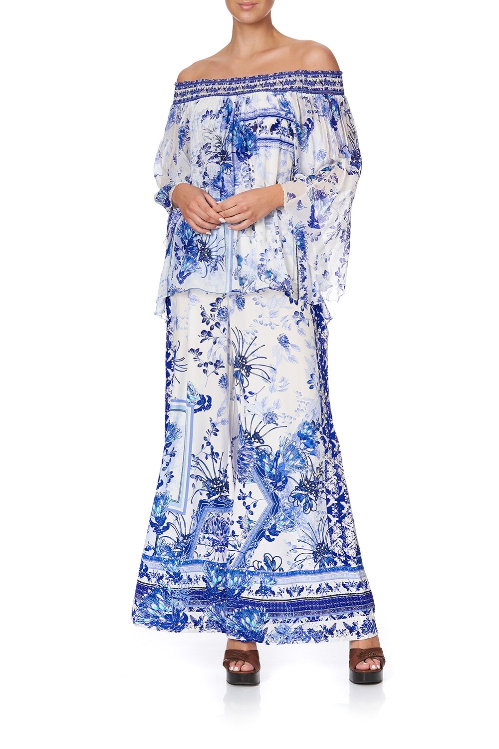 OFF SHOULDER SHIRRED BLOUSE CARDS FROM THE COAST