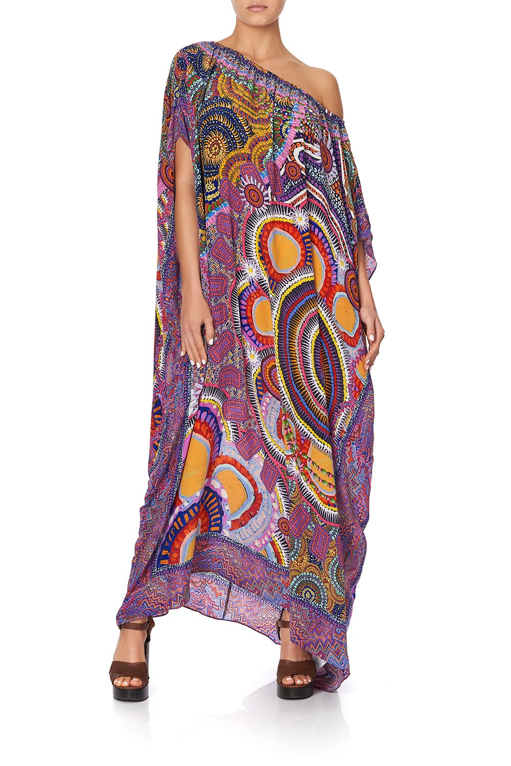 OFF SHOULDER KAFTAN WITH SPLIT WARLU DREAMING