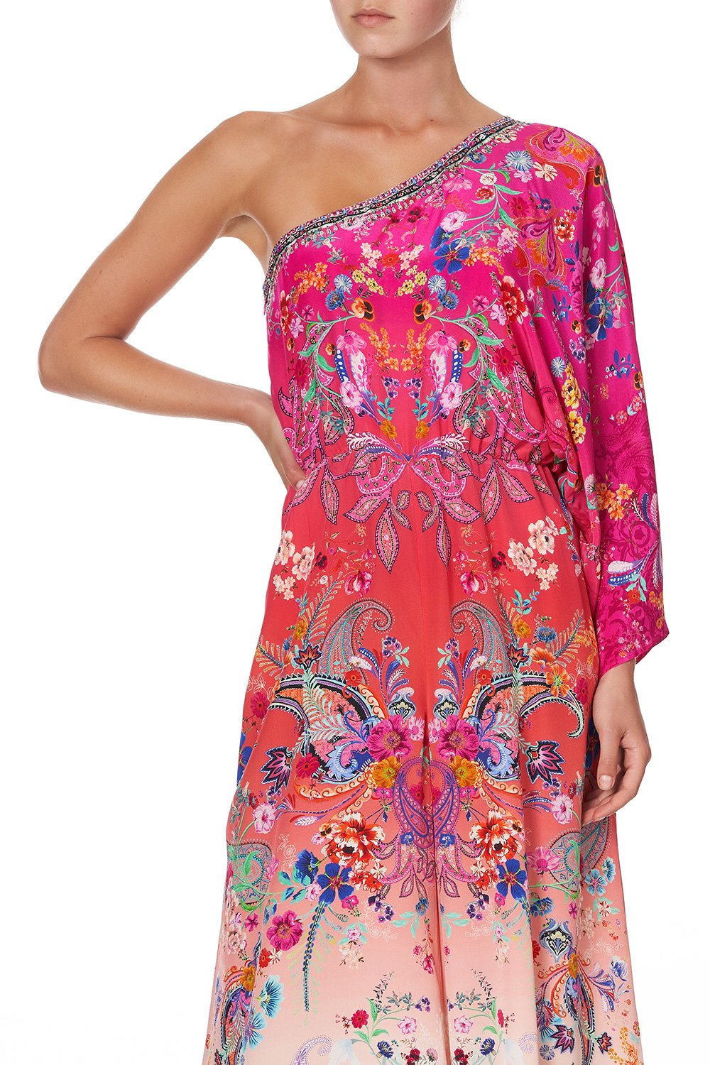 ONE SHOULDER FLARED JUMPSUIT FREE LOVE