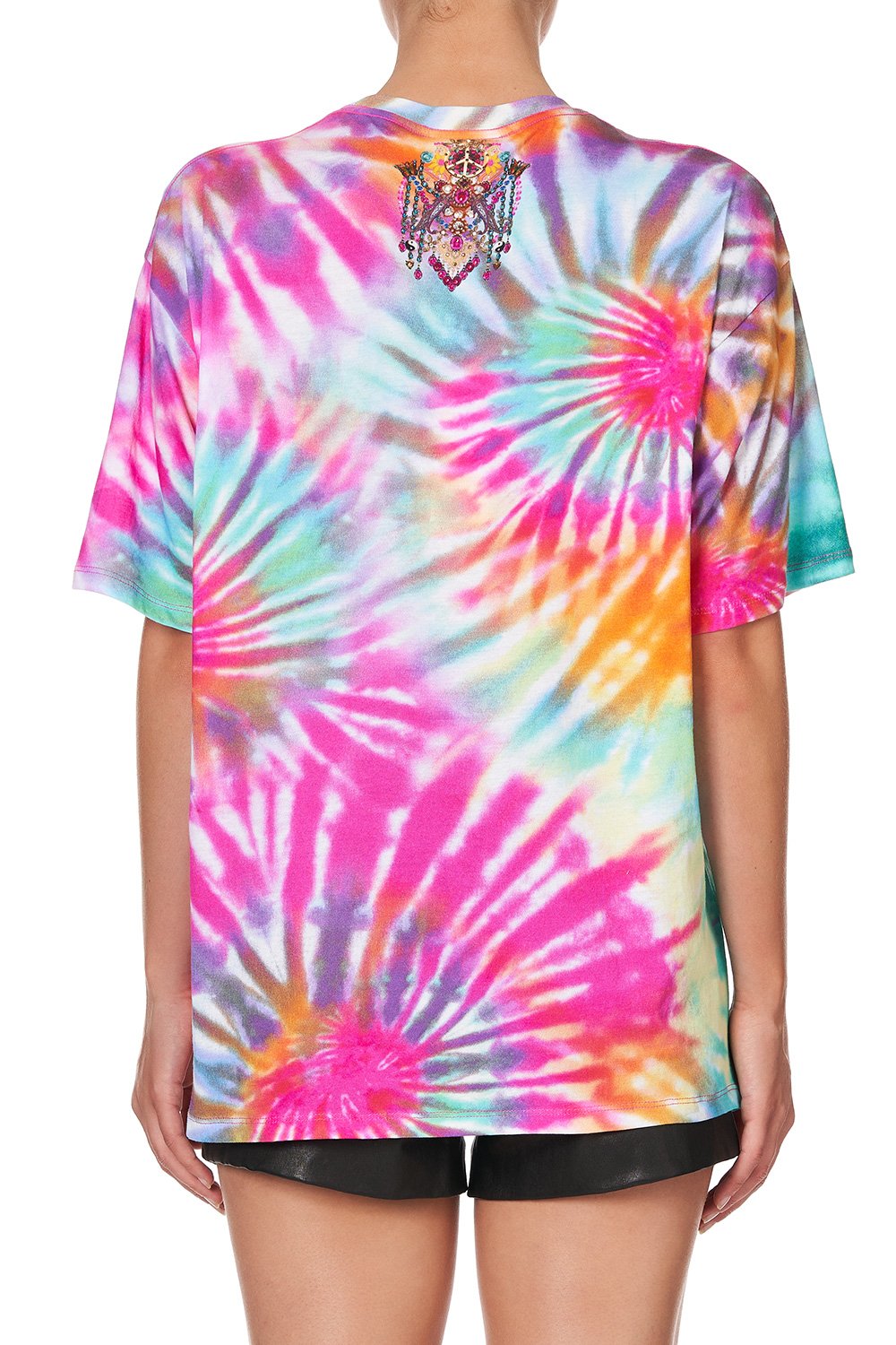 OVERSIZE TIE-DYE BAND TEE LET THE SUN SHINE