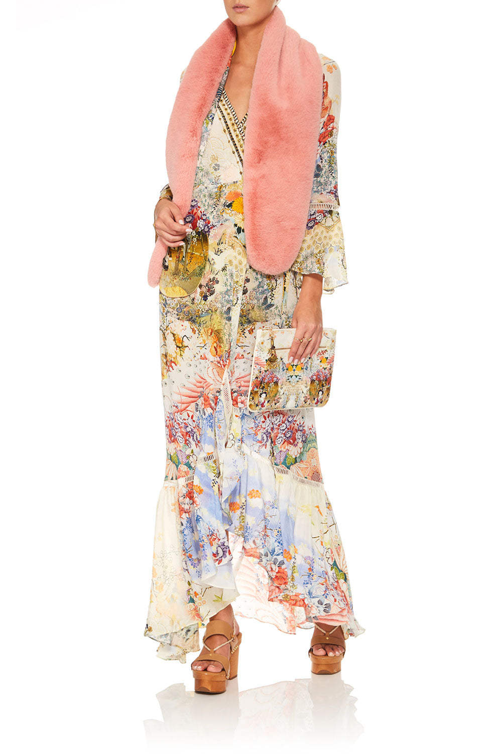 CAMILLA PINK FUR STOLE