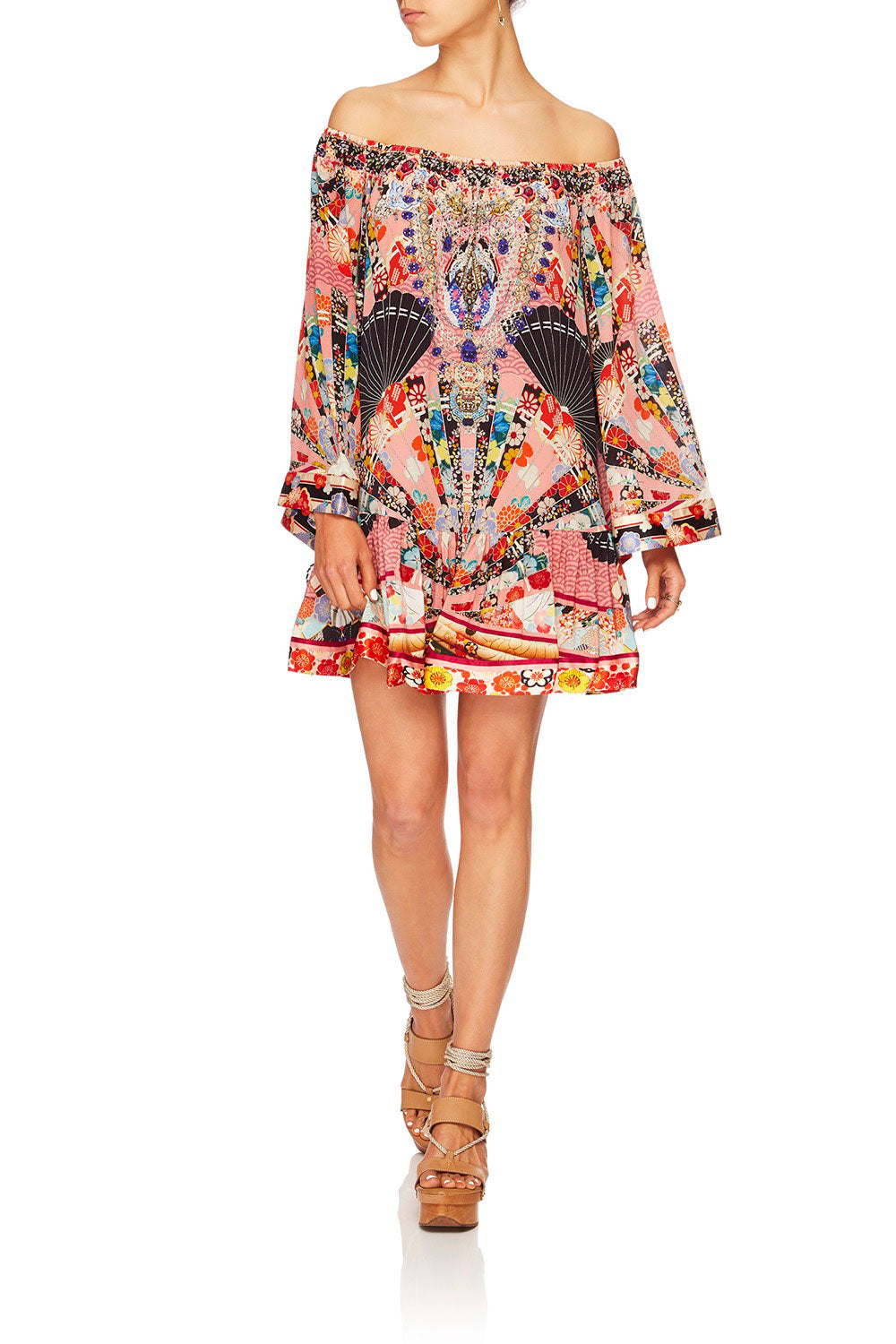 CAMILLA POSTCARDS FROM MARS OFF SHOULDER FRILL HEM DRESS