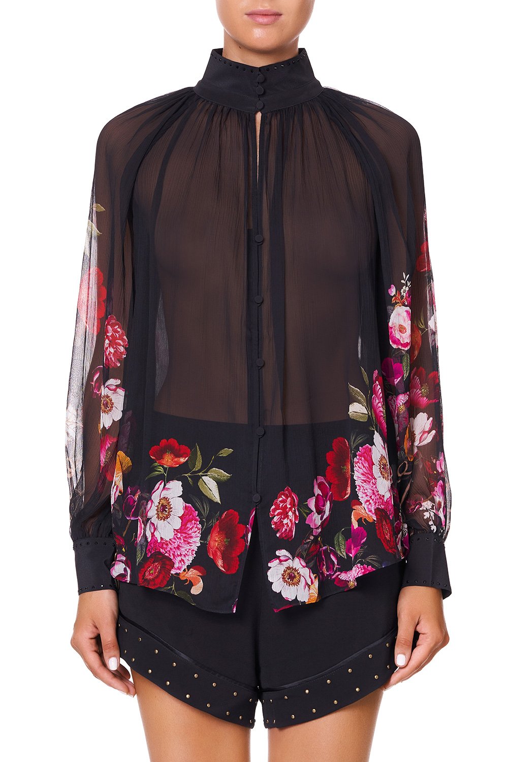 RAGLAN BUTTON UP SHIRT MIRROR MIRROR