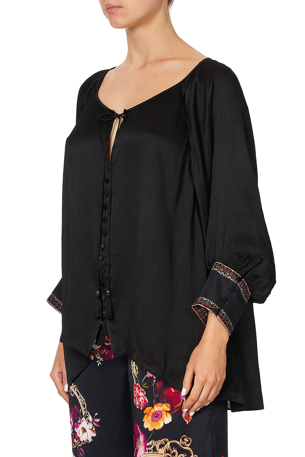 RAGLAN SLEEVE BUTTON UP TOP MIRROR MIRROR