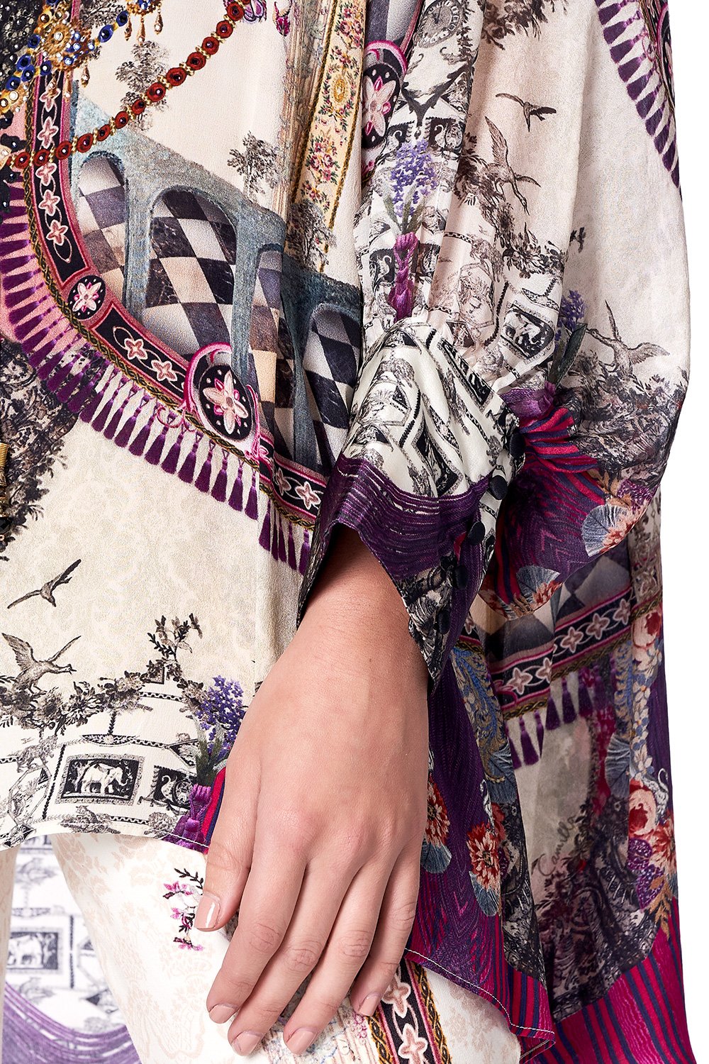 RAGLAN SLEEVE BUTTON UP TOP VIOLET CITY